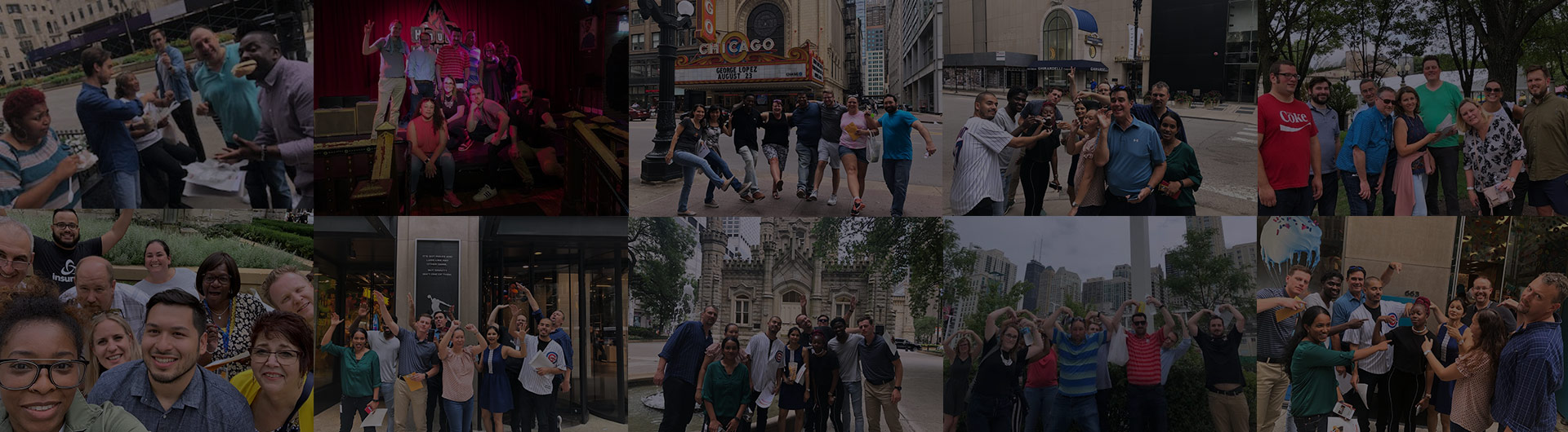 Collage of Insureon Chicago team outing.