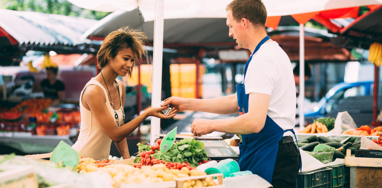 Farmers market stall. Farmers market stall.