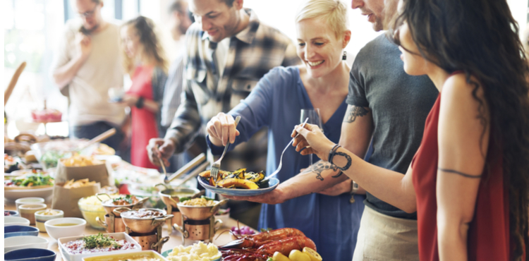 Guests at a buffet. Guests at a buffet.
