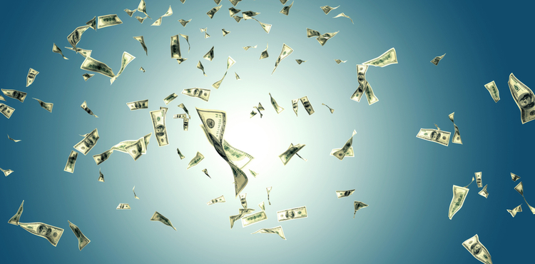 Money blowing into the sky. Money blowing into the sky.