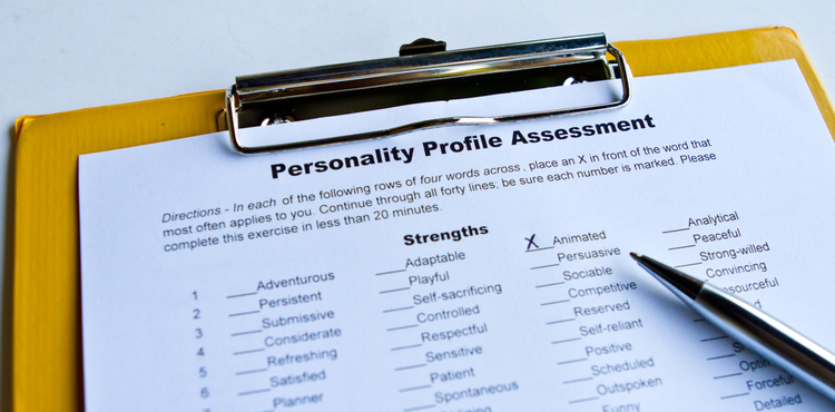 A personality profile assessment on a clipboard.