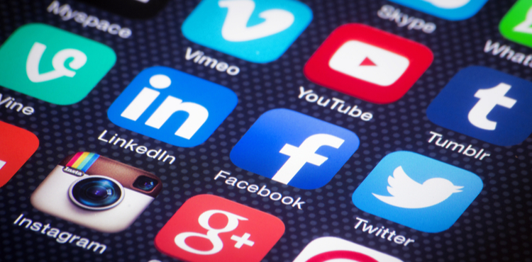 Social media apps on a cell phone. Social media apps on a cell phone.