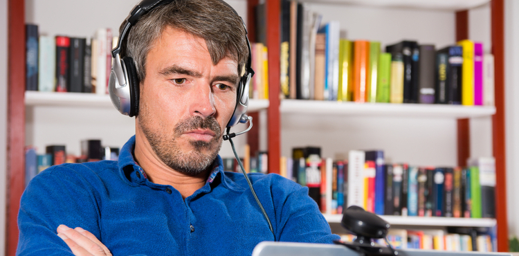 Therapist with headset. Therapist with headset.