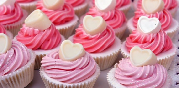 Cupcakes with heart candies on top. Cupcakes with heart candies on top.