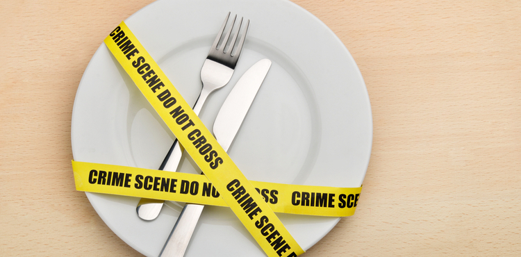 Dinner plate with crime scene tape. Dinner plate with crime scene tape.