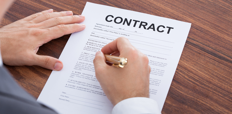 Man signing contract. Man signing contract.