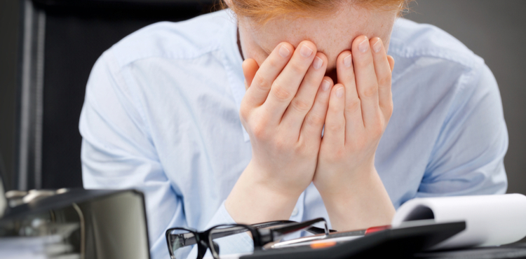 Stressed out and upset woman covers her face. Stressed out and upset woman covers her face.