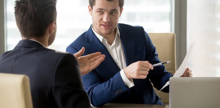 Businessman asking questions. Businessman asking questions.