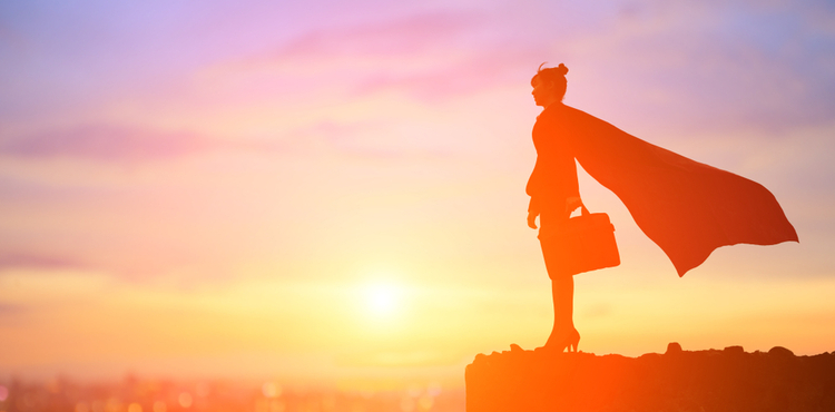 Businesswoman hero with a briefcase and a cape. Businesswoman hero with a briefcase and a cape.