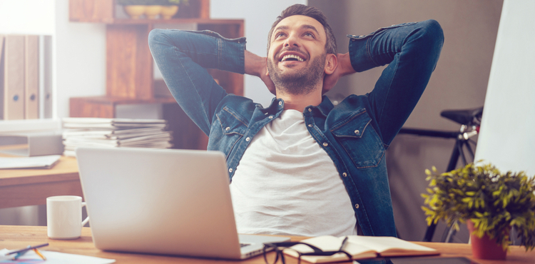 Self-employed man smiling. Self-employed man smiling.