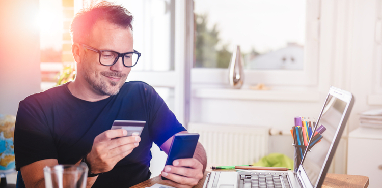 Man with credit card. Man with credit card.