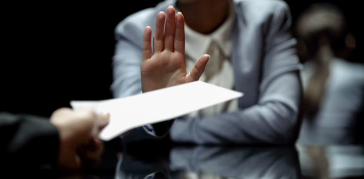 Man rejecting document. Man rejecting document.