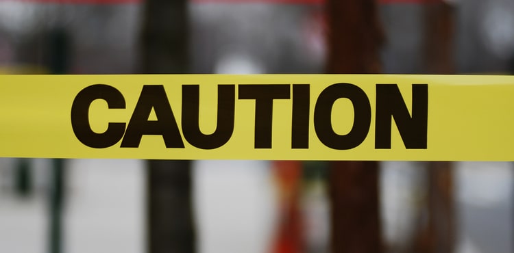 Yellow 'caution' tape. Yellow 'caution' tape.