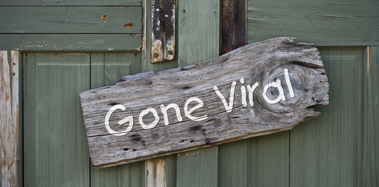 Gone viral sign on door. Gone viral sign on door.