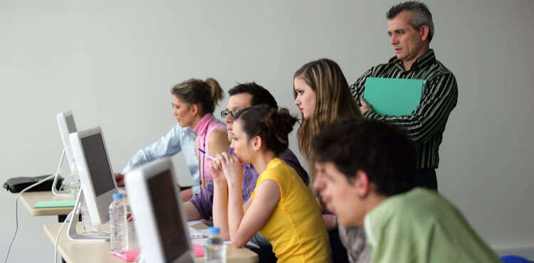 Students in a data science class. Students in a data science class.