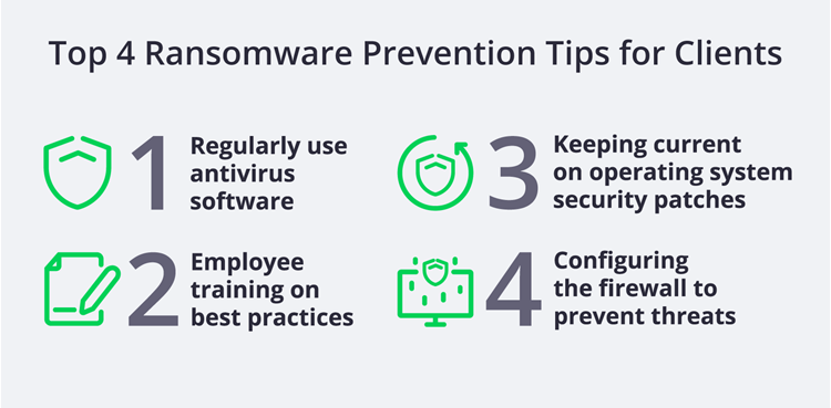 Four ransomware prevention tips for clients Four ransomware prevention tips for clients