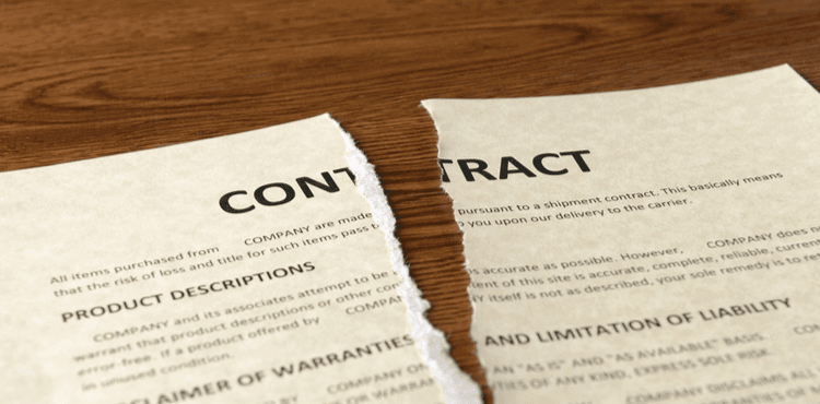 Client contract torn in half. Client contract torn in half.