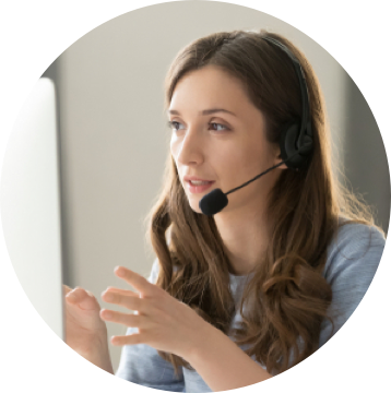 Person talking on a headset.