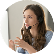 Person talking on a headset. Person talking on a headset.