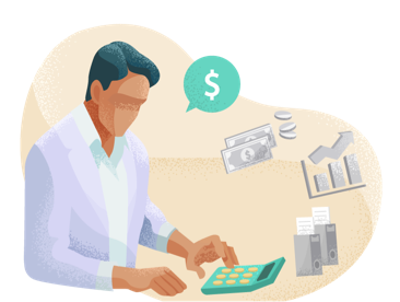 Finance professional working on a calculator. Finance professional working on a calculator.