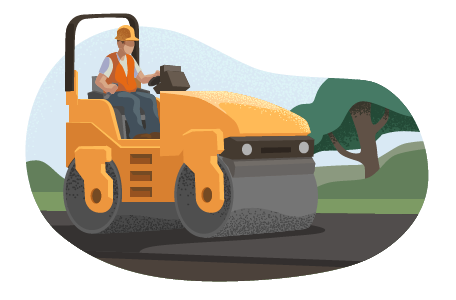 Man driving a road roller.