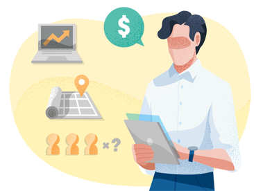 IT worker making calculations. IT worker making calculations.