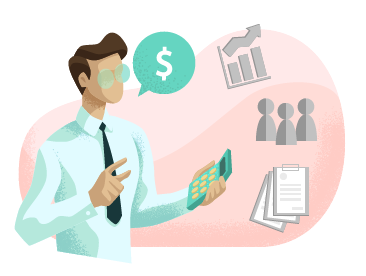 Business professional in a tie calculating the cost of insurance. Business professional in a tie calculating the cost of insurance.