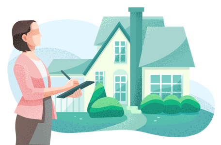 Real estate appraiser assessing a home