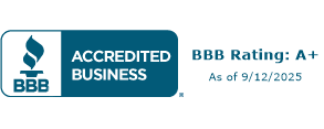 Better Business Bureau (BBB) logo featuring A+ Rating as of 9/12/2025