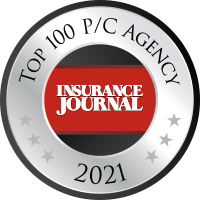 Insurance Journal top 100 P/C agency 2021 badge. Insurance Journal top 100 P/C agency 2021 badge.