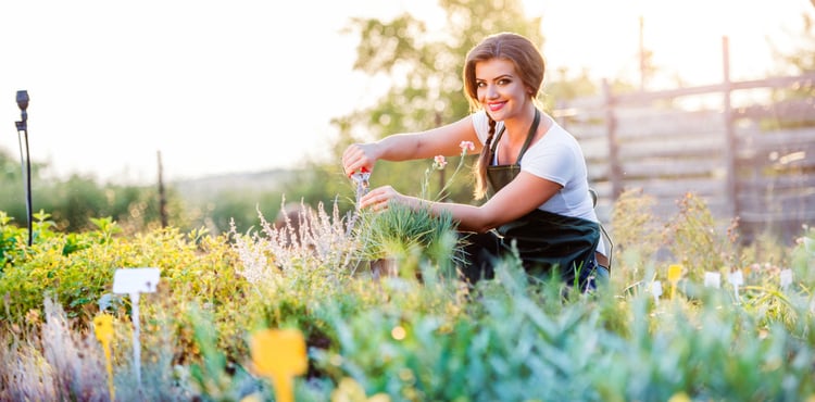 Woman in a garden.