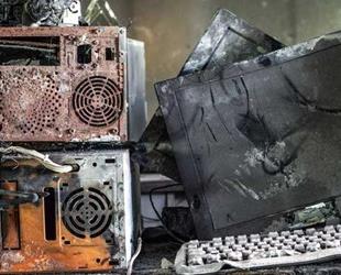 A pile of burnt computers.