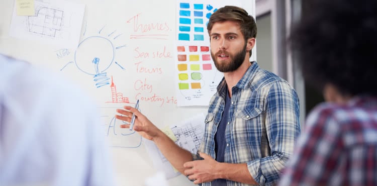 Creative professional at whiteboard Creative professional at whiteboard