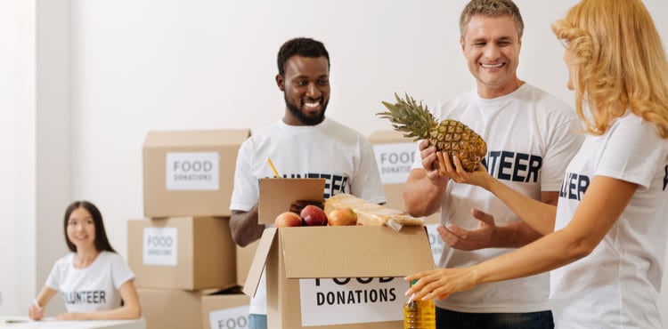 Volunteers at a food bank Volunteers at a food bank