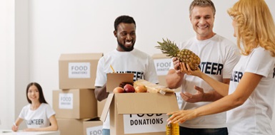 Volunteers at a food bank