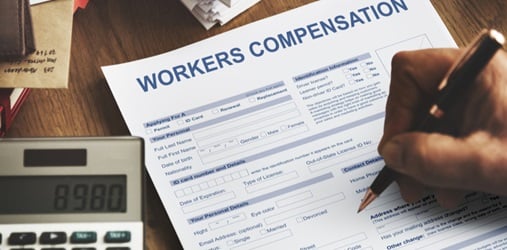 A workers' compensation form being filled out.