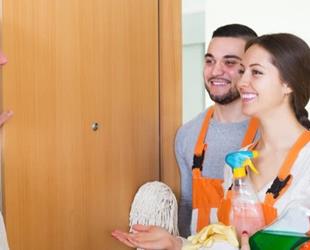 Two house cleaners visiting a client