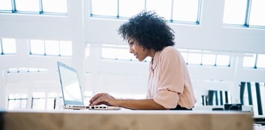 Business owner searching for new leads online.