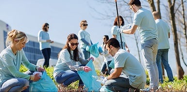 Group of volunteers working.