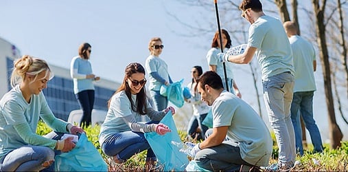 Group of volunteers working.
