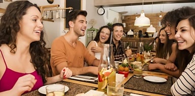 Group of friends at a restaurant.