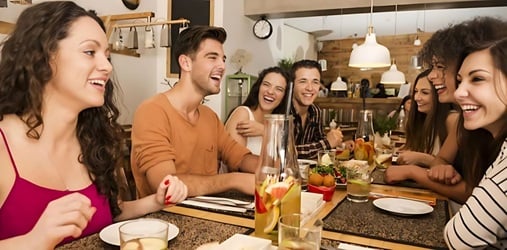 Group of friends at a restaurant.