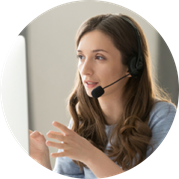 Person talking on a headset. Person talking on a headset.