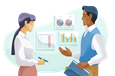 Financial planner advising a client.