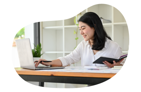 Tax preparer looking over a client's finances.