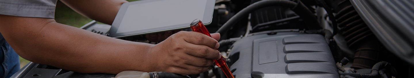 Mobile mechanic inspecting a client's engine.