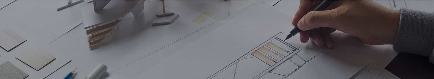 Architect finishing building blueprint.