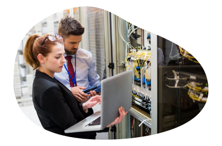 Control system integrators inspecting system wiring. Control system integrators inspecting system wiring.