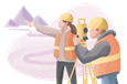 Man and woman doing land surveying.