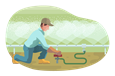 Cannabis cultivator turning on a crop irrigation system.